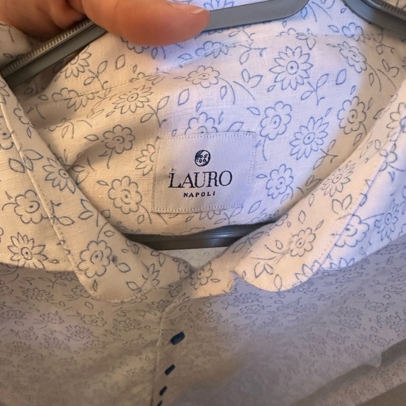 Lauro Napoli 100% Linen Shirt - Made in Italy - Blue Floral 3Xl (fits smaller) - Picture 4 of 5